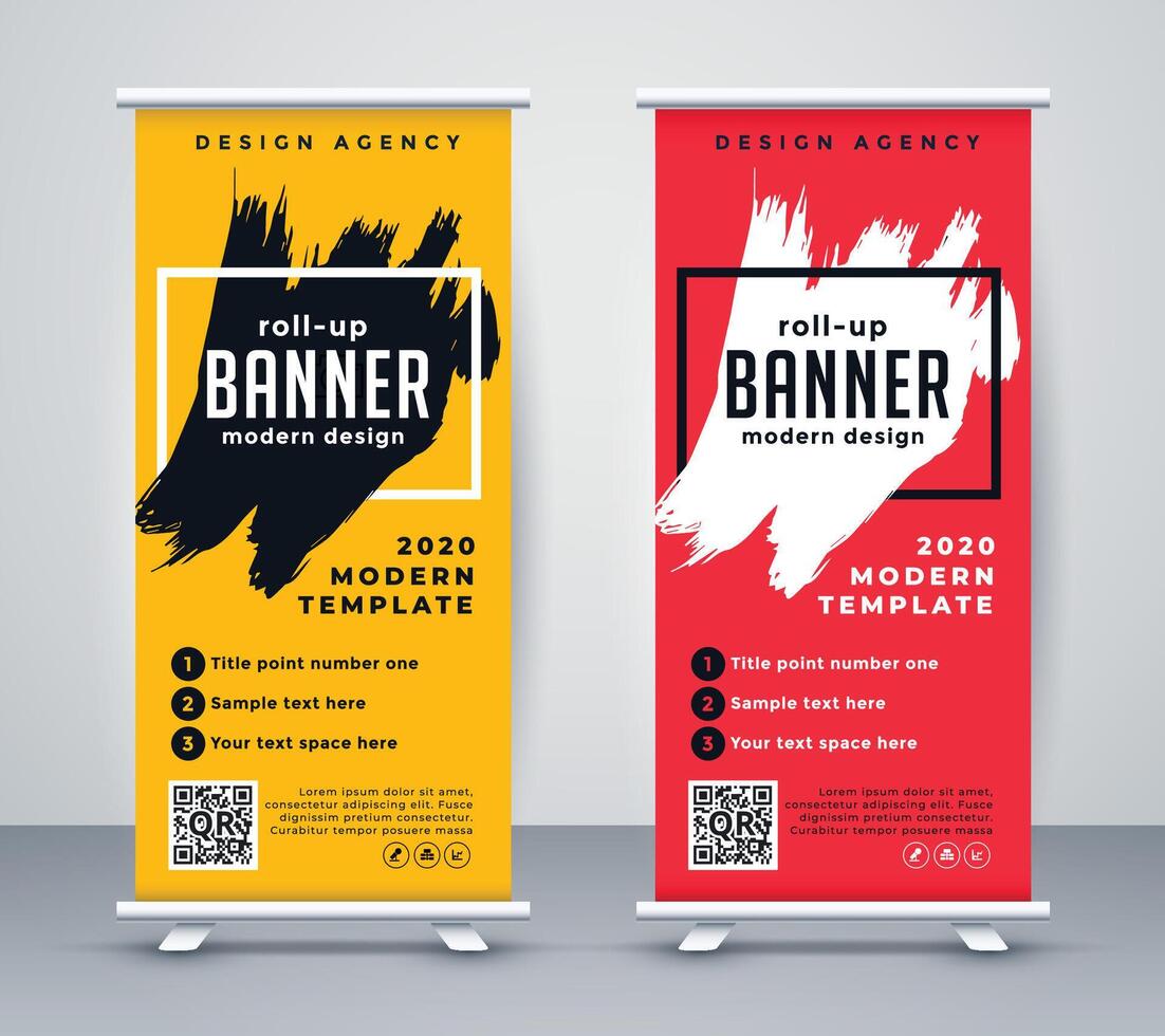 abstract roll up banner standee template design vector