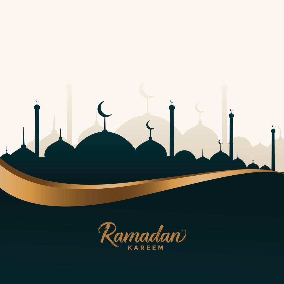 ramadan kareem wishes card with mosque design vector