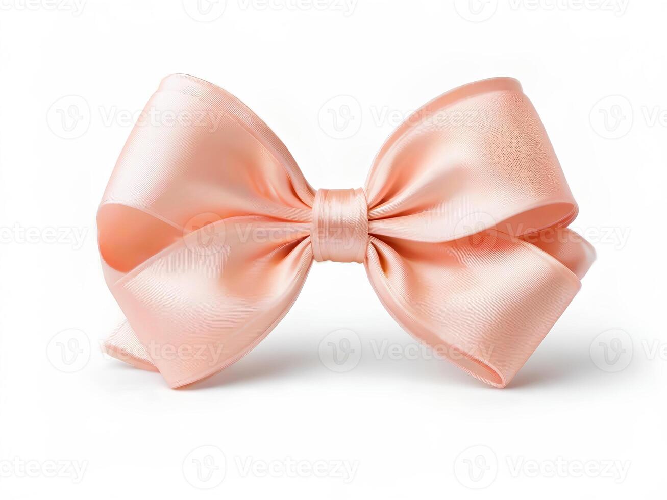 AI generated Peach colored satin bow isolated on white background photo