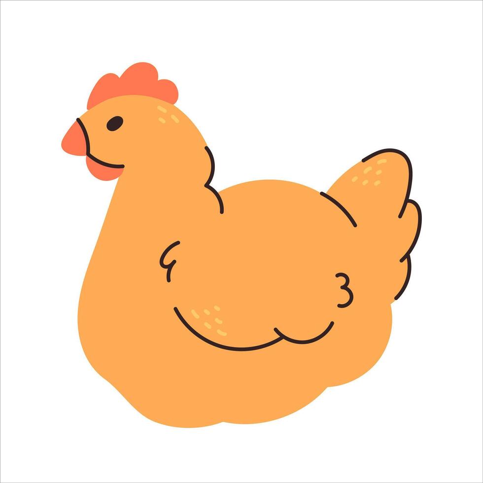 Cute mother hen Easter design. Bird on farm. Vector illustration