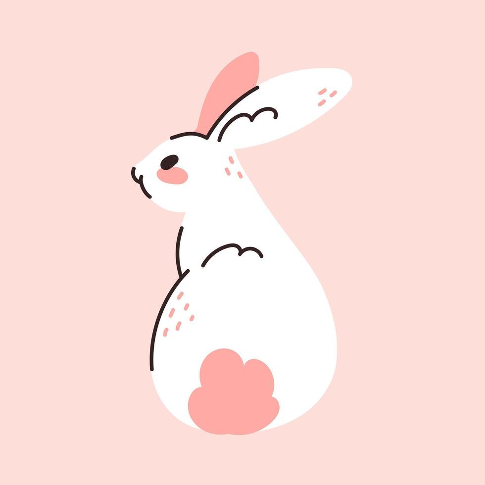 Set Easter bunnies collection Rabbit hare Cartoon cute character pastel colors vector
