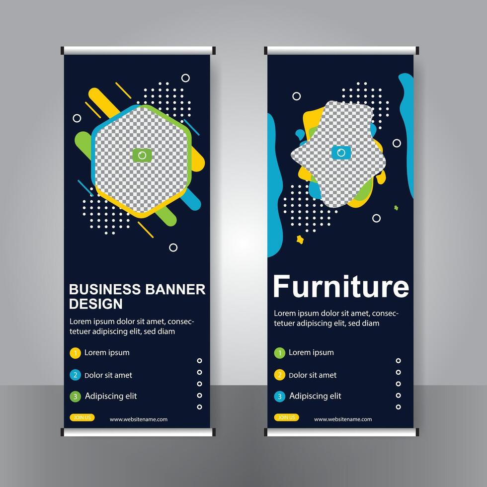 Business banner roll up set standee banner. modern banner. template. vector