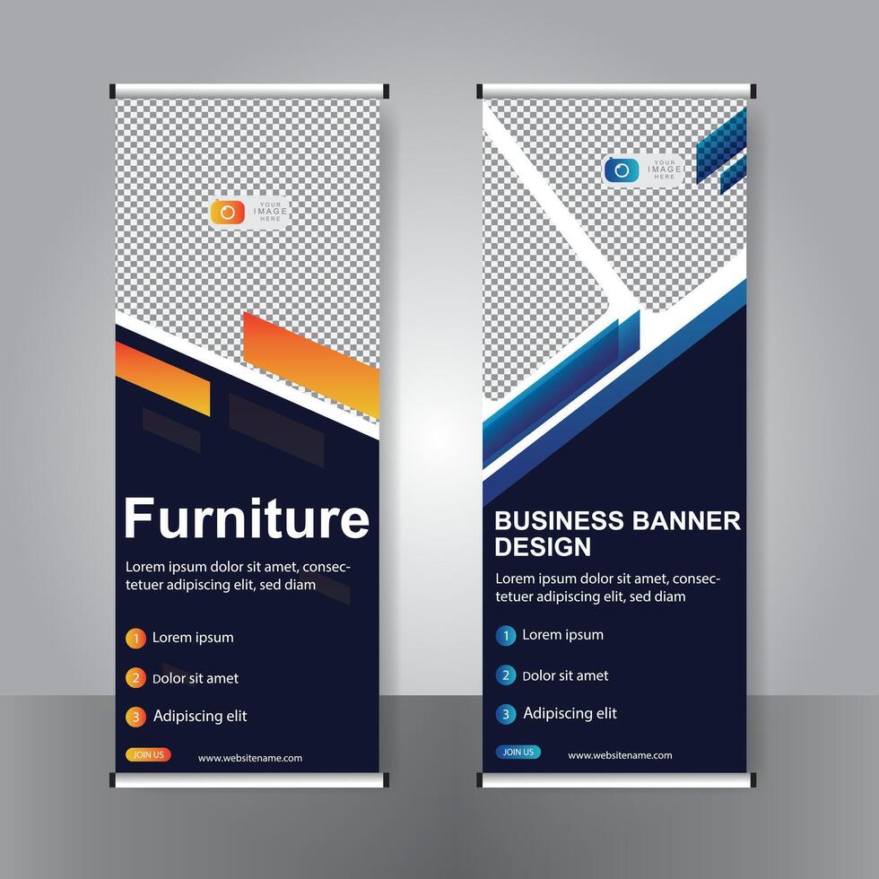 Business banner roll up set standee banner. modern banner. template. vector