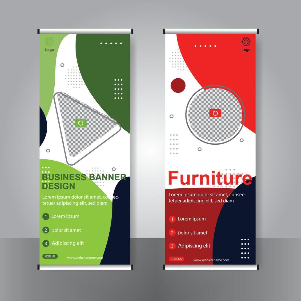 Business banner roll up set standee banner. modern banner. template. vector