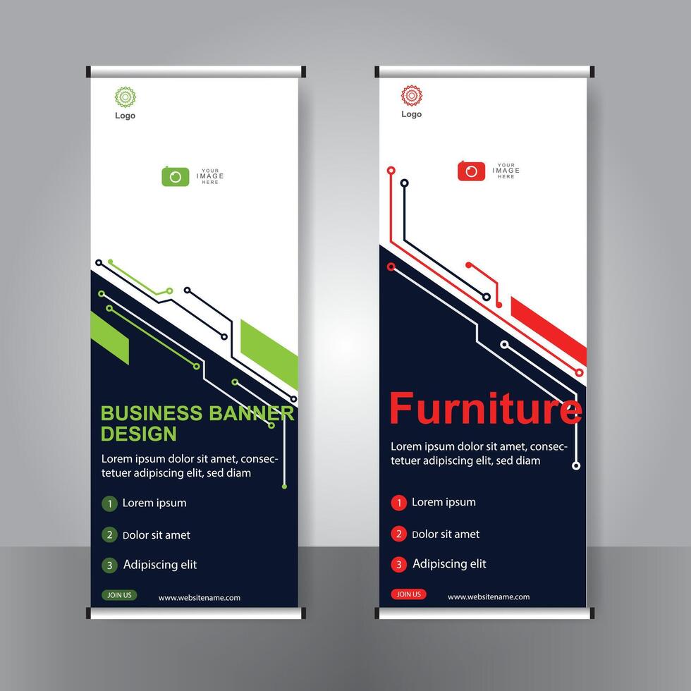 Business banner roll up set standee banner. modern banner. template. vector