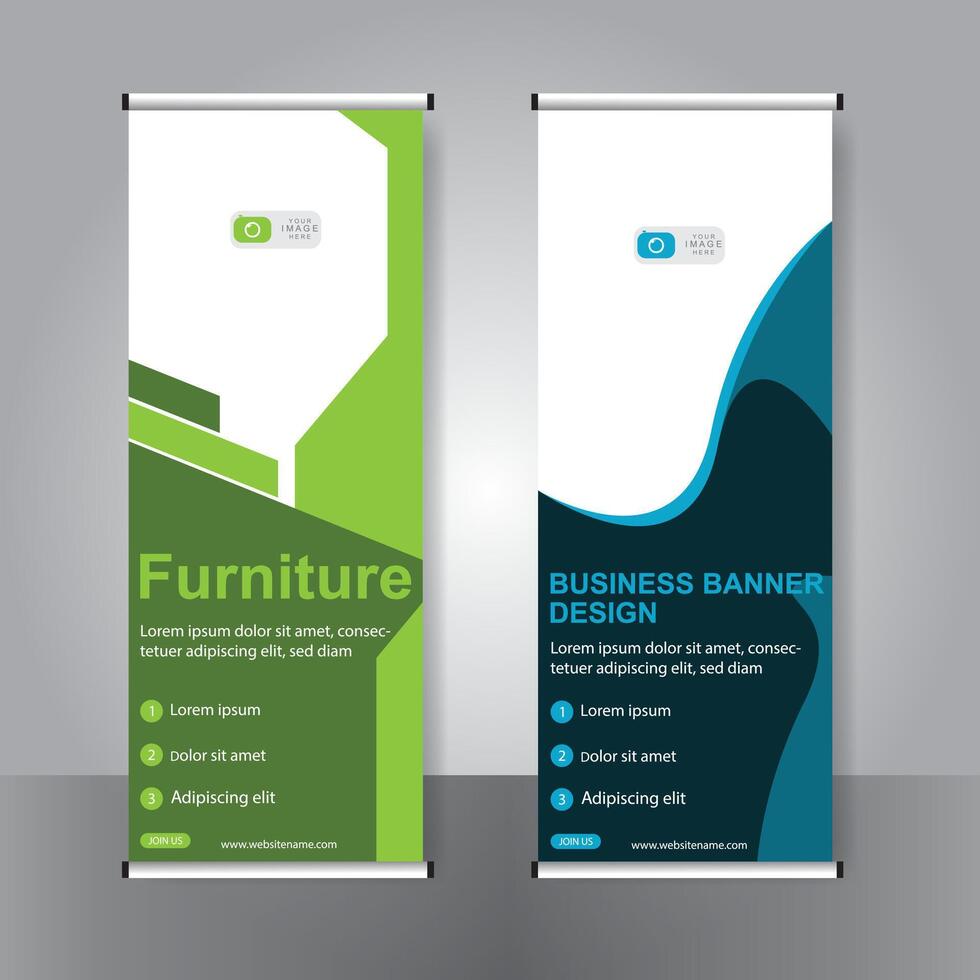 Business banner roll up set standee banner. modern banner. template. vector