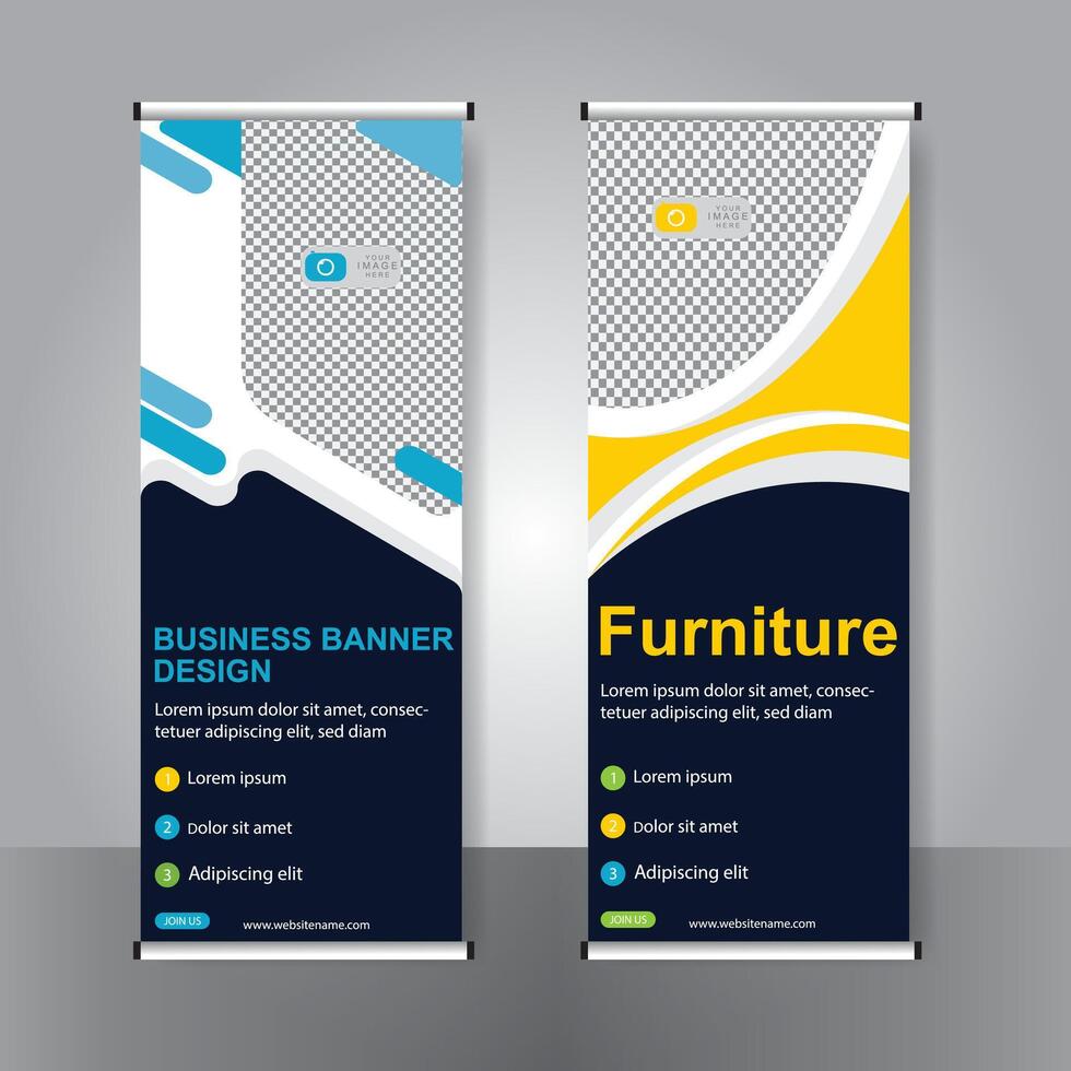 Business banner roll up set standee banner. modern banner. template. vector