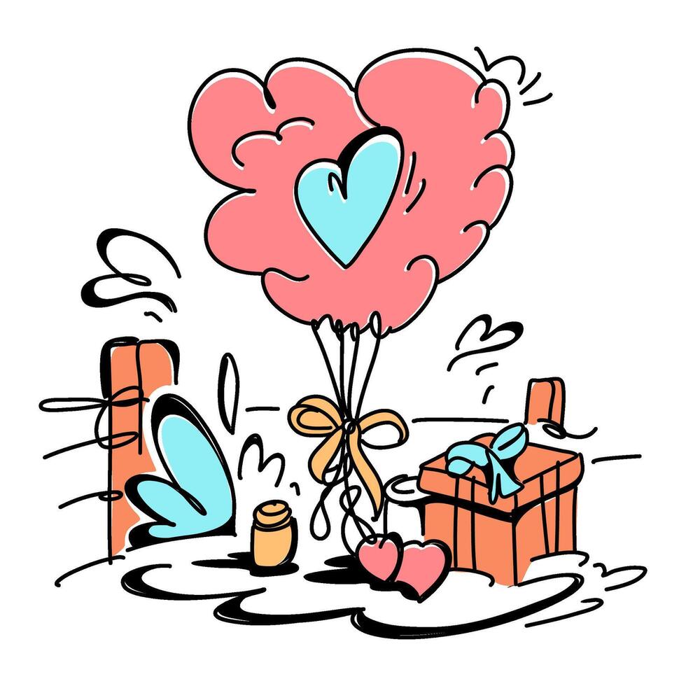 Valentine Day Delight Professionally Crafted Flat Illustrations for Eye catching Web Advertising vector