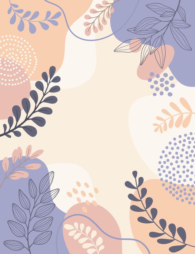 diseño de fondo de marco de banner. ilustración de vector de fondo de cartel colorido. plantas exóticas, ramas, impresión de arte para belleza, moda y productos naturales, bienestar, boda y evento.