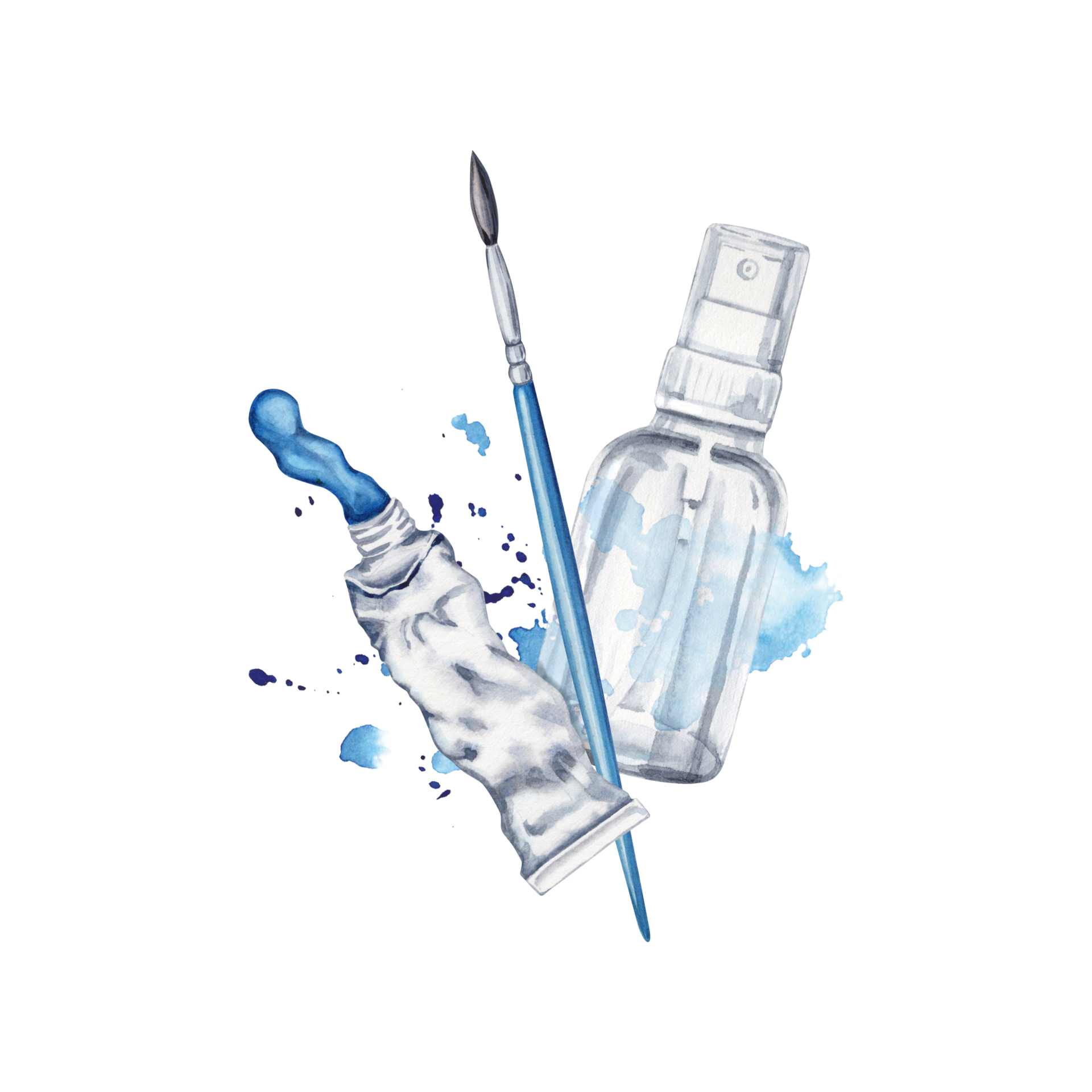 Plano Deitar Composi o Com gua Spray Garrafa Art stico Escova E Azul plano-deitar-composi-o-com-gua-spray-garrafa-art-stico-escova-e-azul