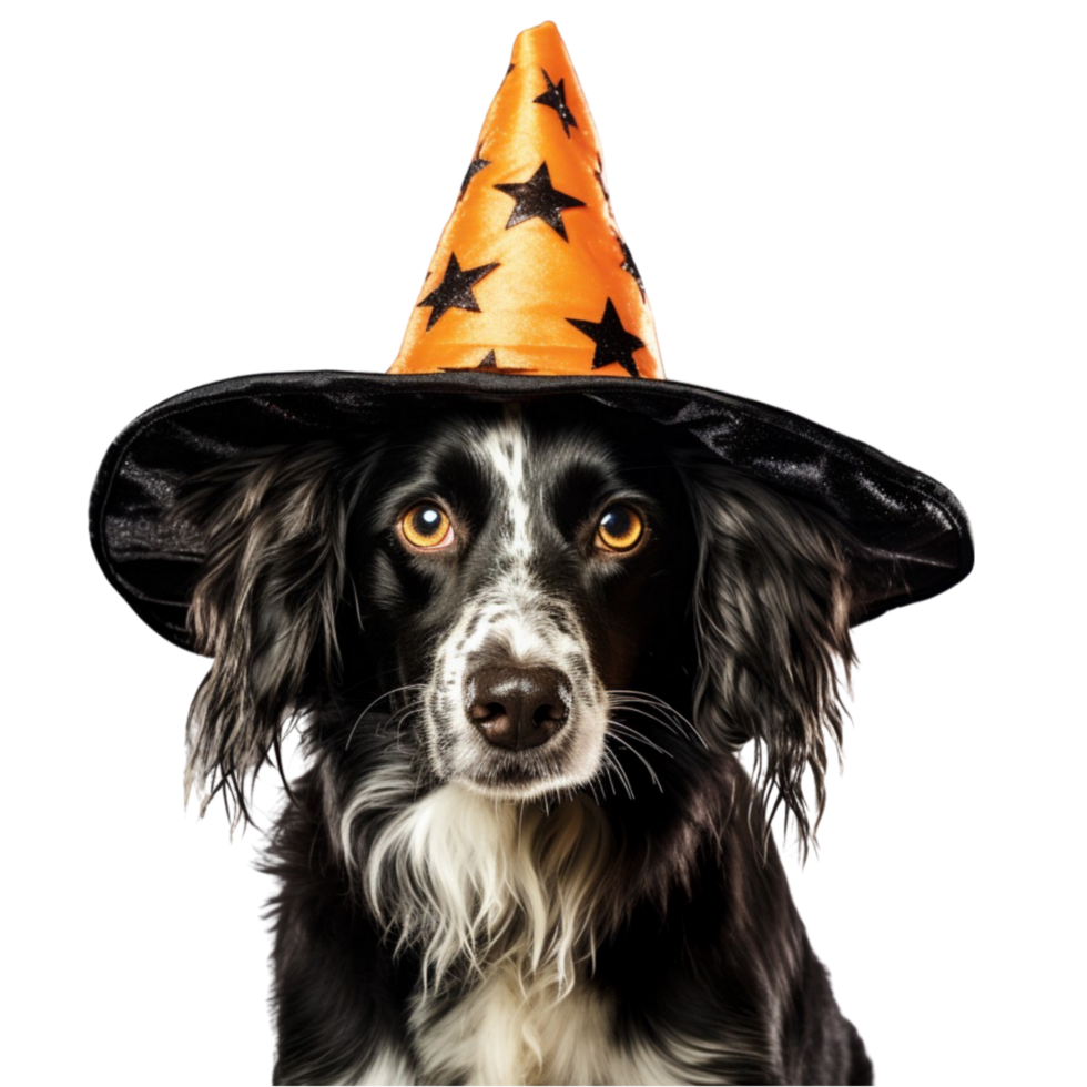 AI generated a cat wearing a witch hat and holding a pumpkin png