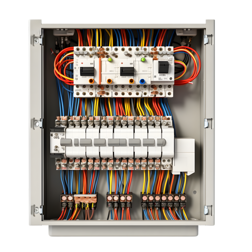 ai gegenereerd elektrisch bedrading en elektrisch doos Aan transparant achtergrond PNG beeld