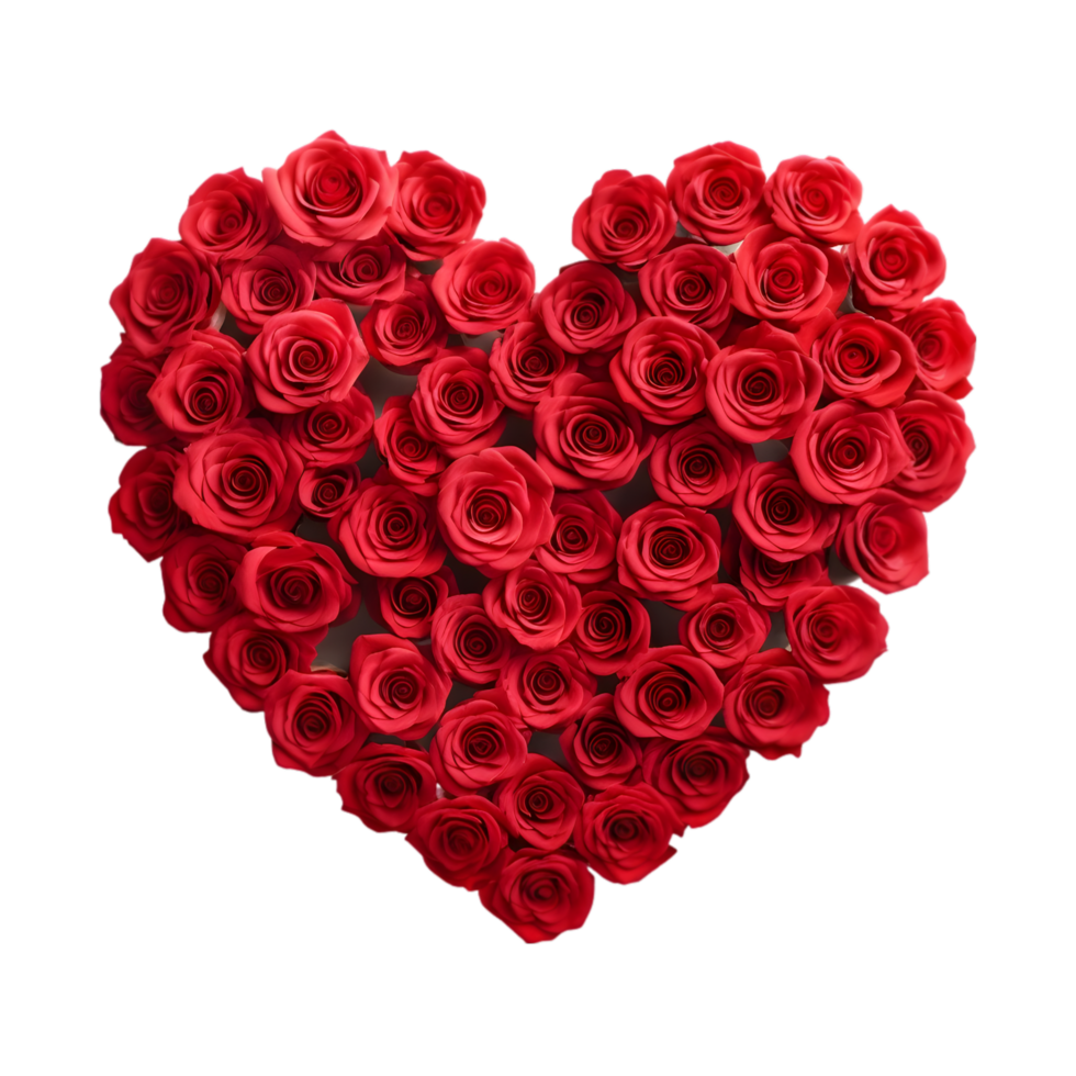 AI generated Red roses forming a love heart symbol on transparent background PNG image