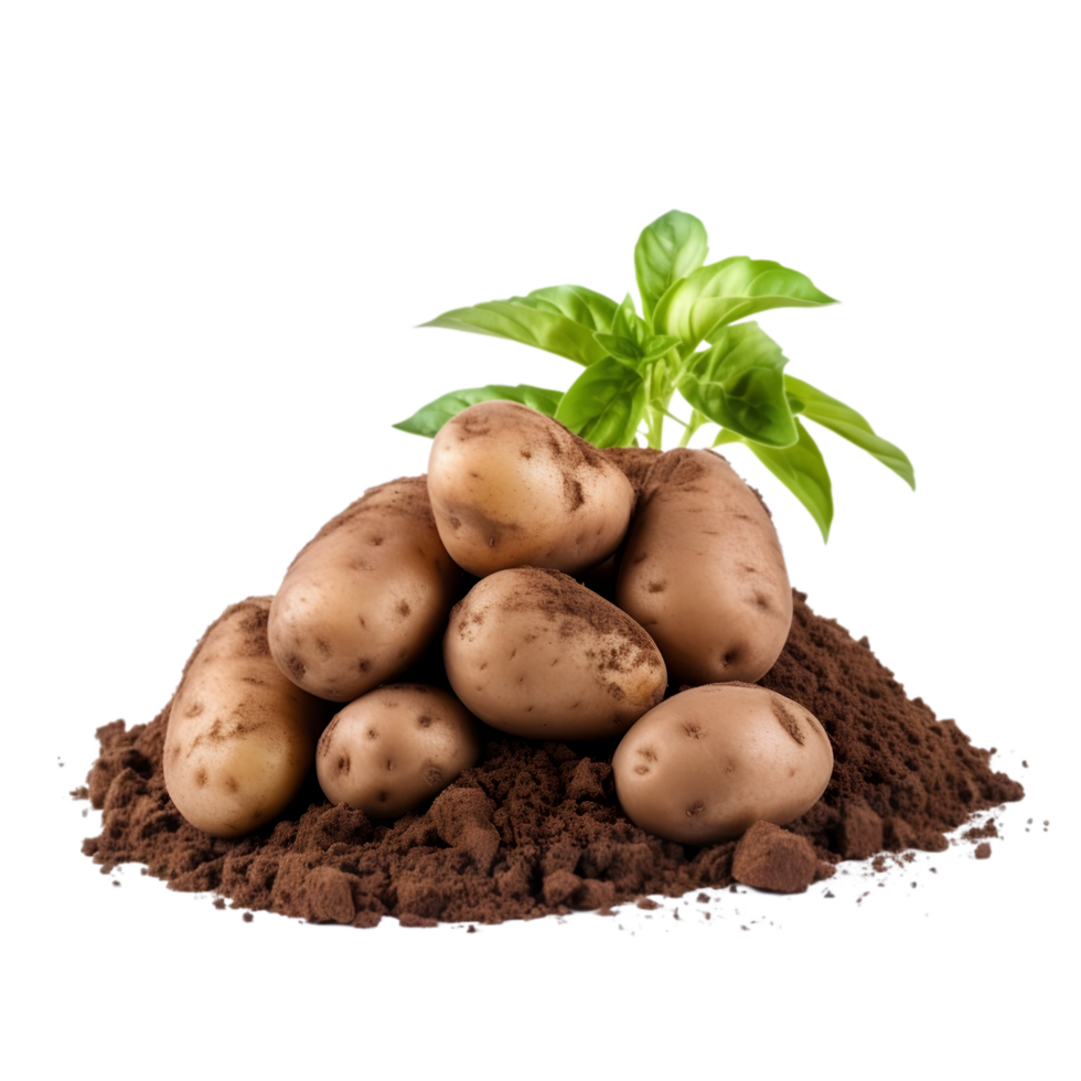 AI generated Potato with soil on transparent background PNG image