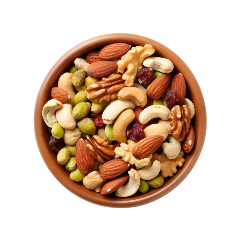 AI generated Bowl of Mixed Seeds and Nuts on transparent background PNG image