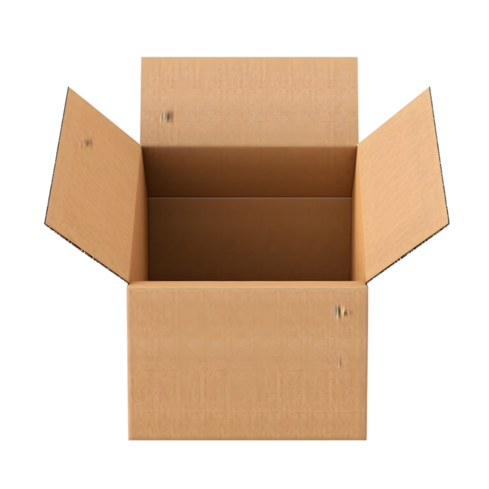 AI generated Open Cardboard Box on transparent background PNG image