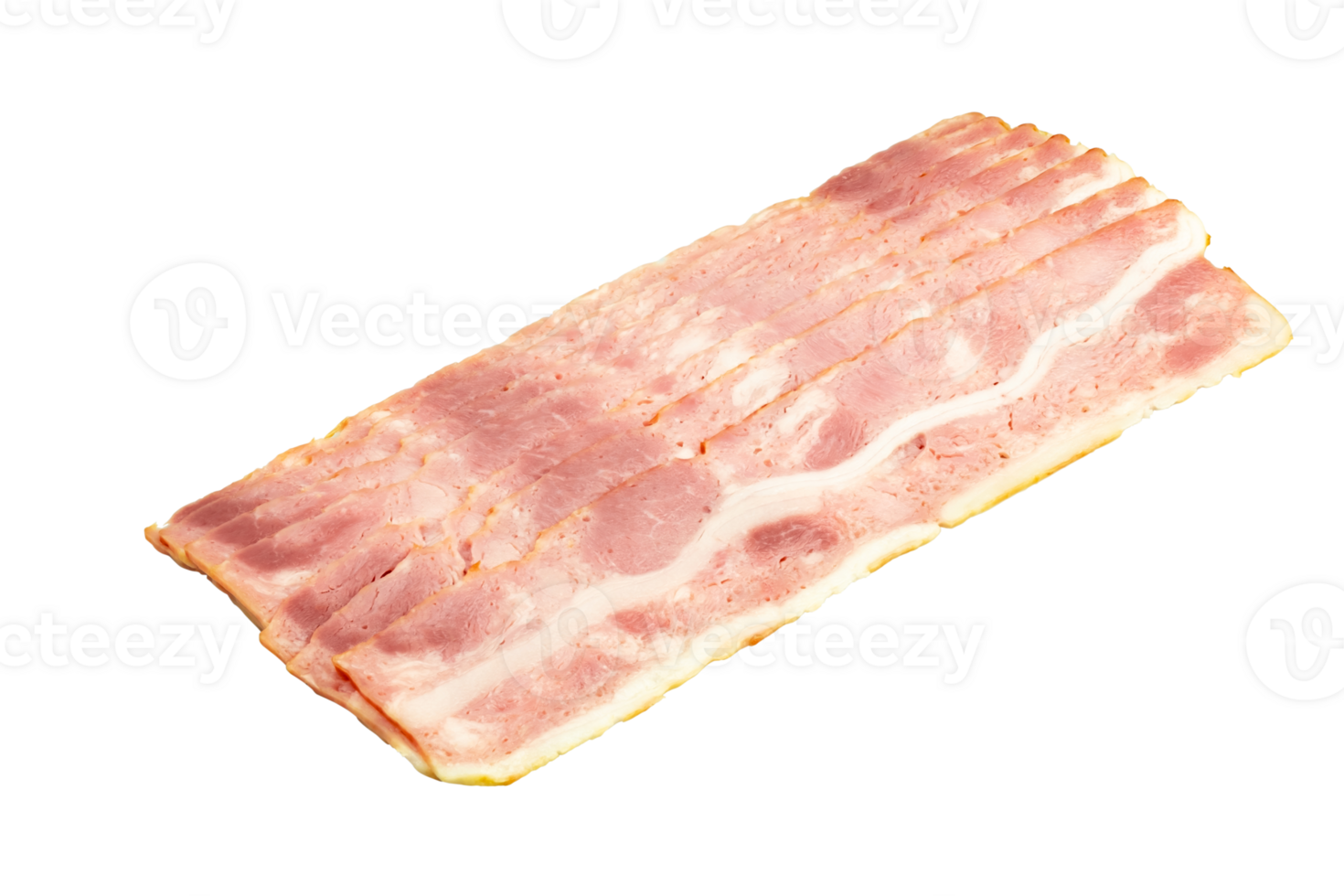 Pork bacon, group of slide bacon, Rows of raw sliced smoked bacon, Raw