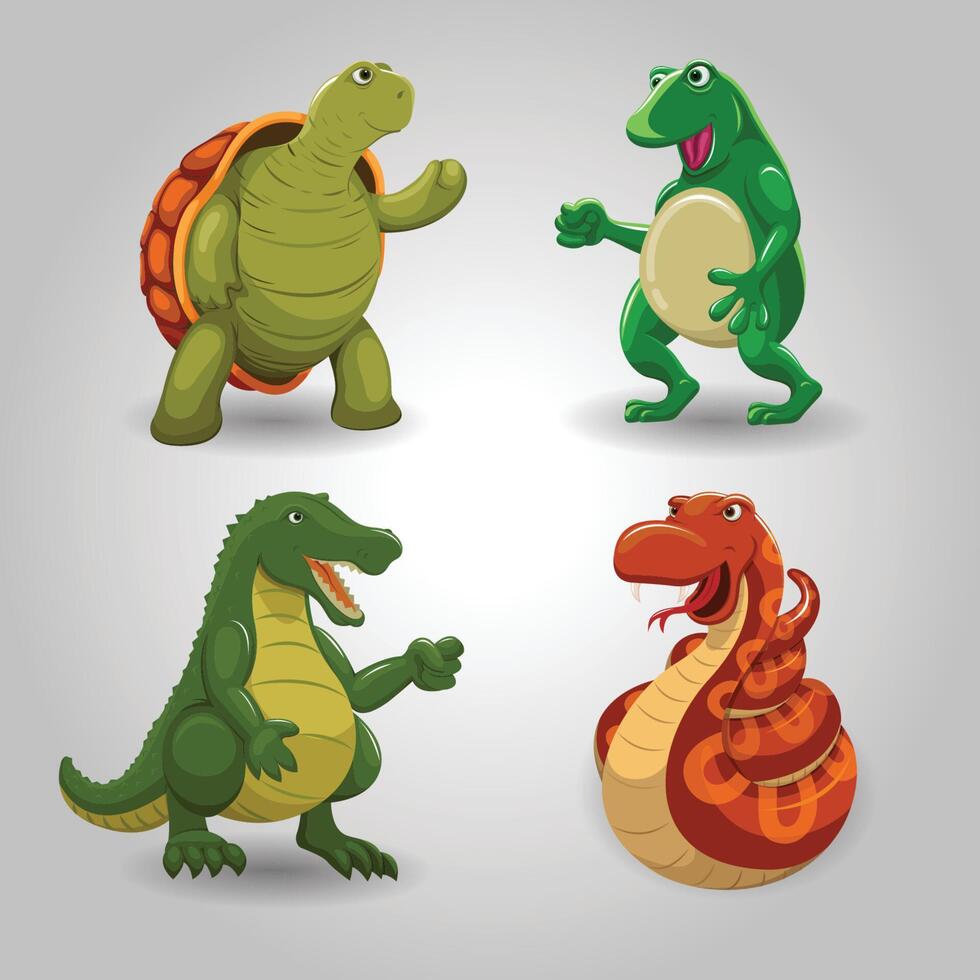 vector collection of beautiful reptile mascot character