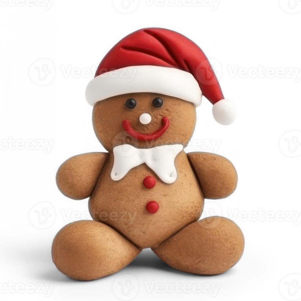 AI generated a gingerbread man wearing a santa hat png