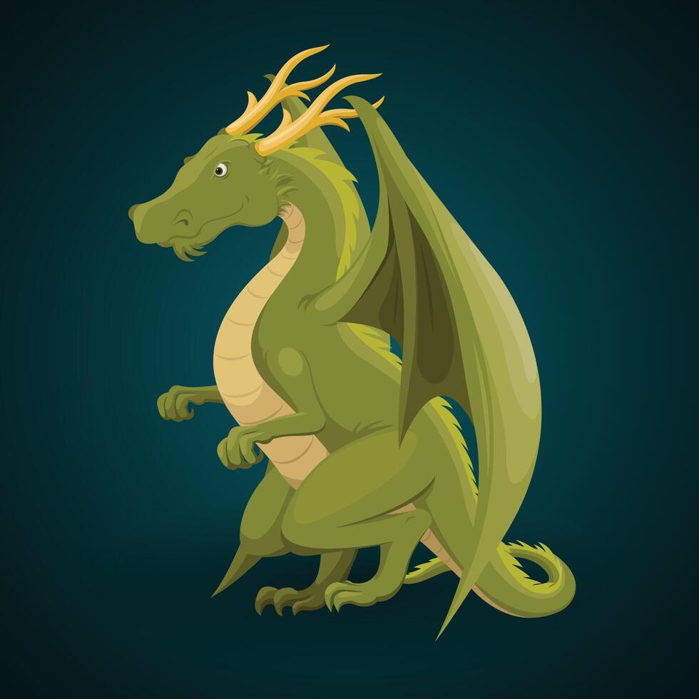 Vector illustration of Green dragon character design