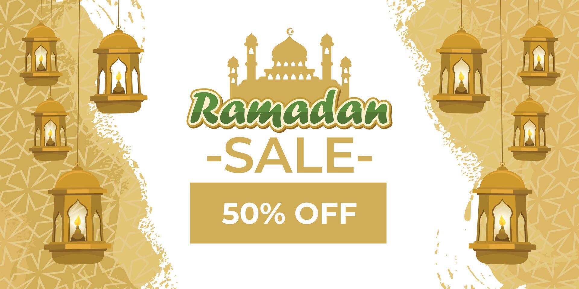 Free beautiful ramadan sale banner template vector