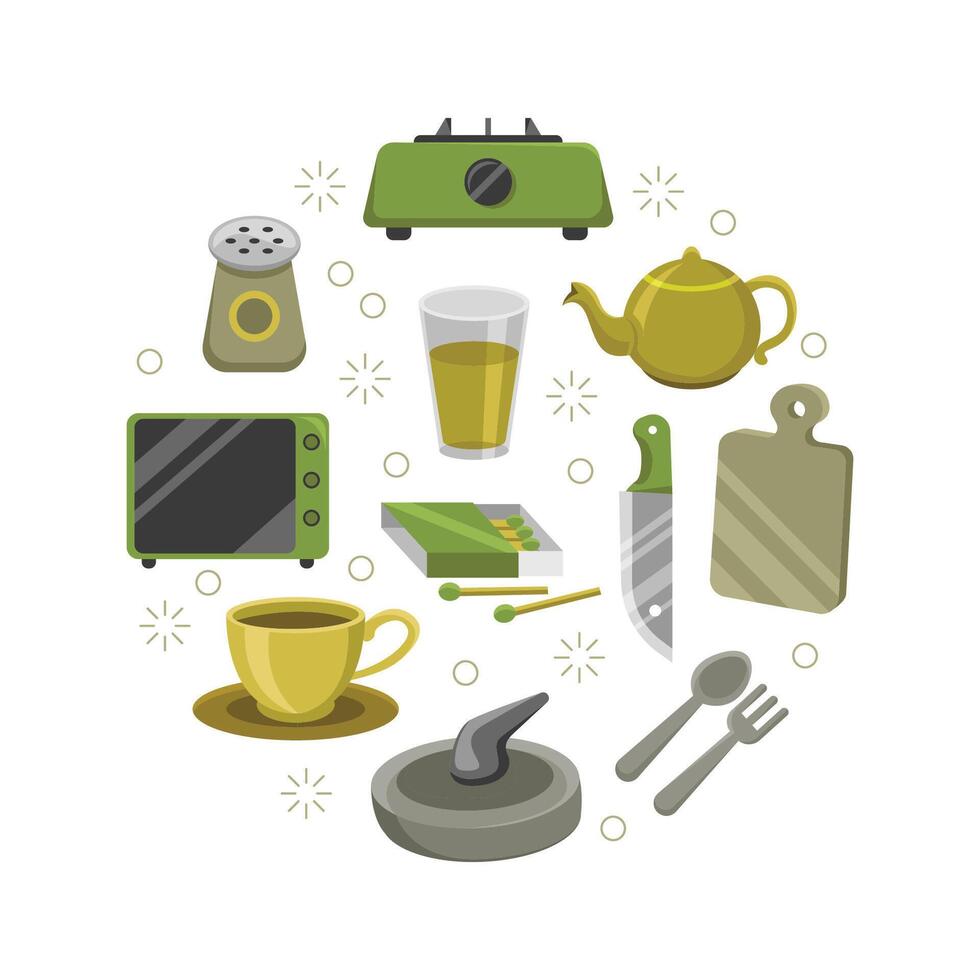 vector kitchen cute doodle vector sticker collection