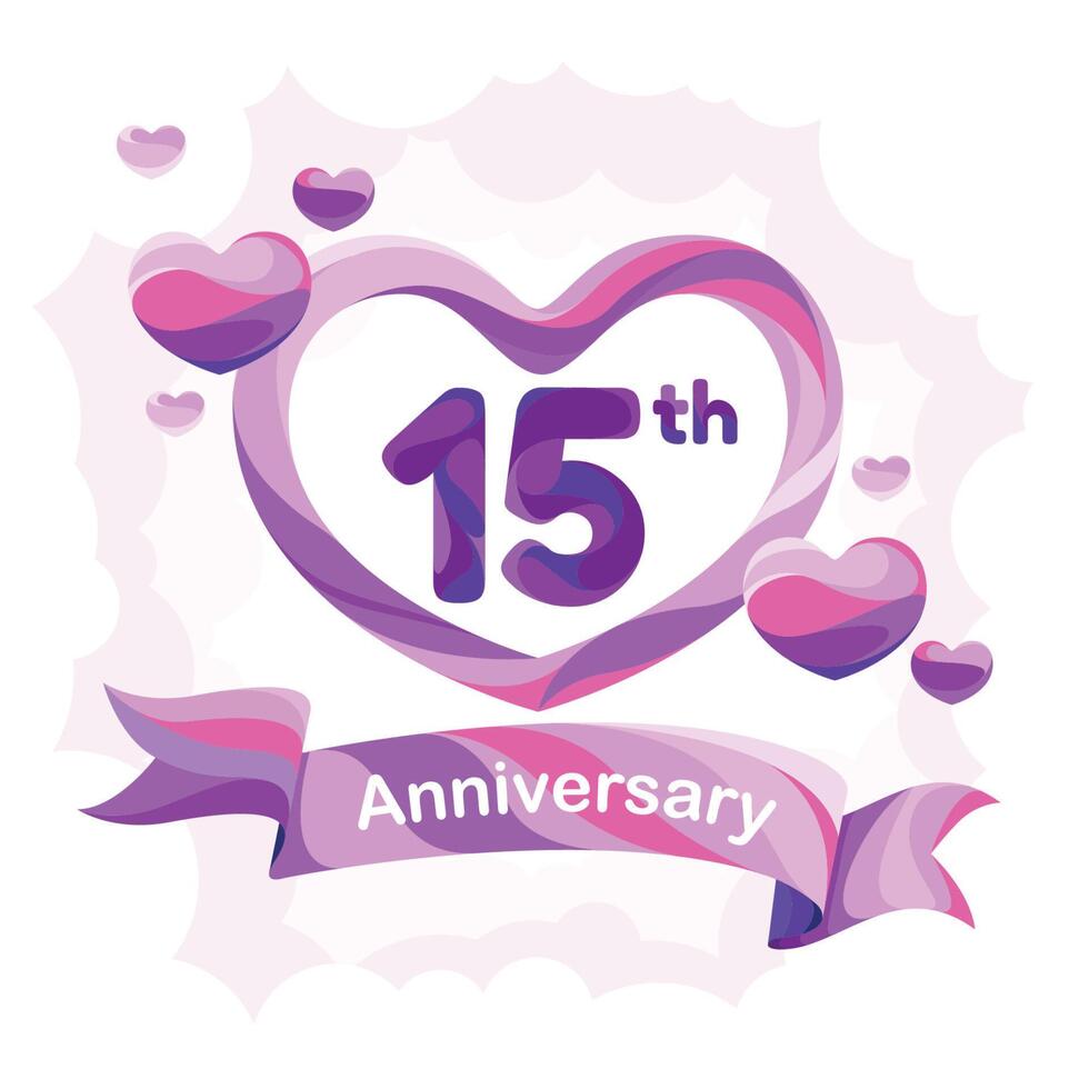 15 years anniversary vector icon, logo, greeting card. Design element with slapstick for 15th anniversary