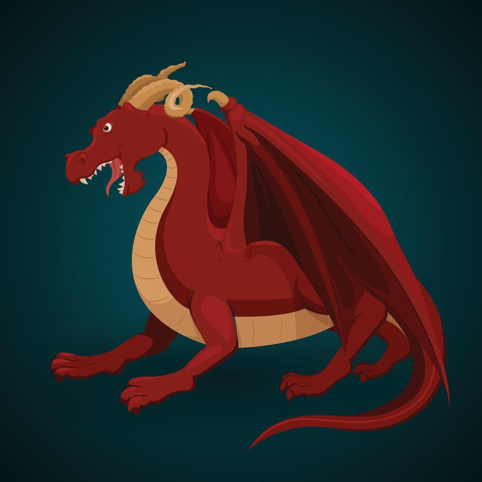 Vector illustration of Red dragon character design