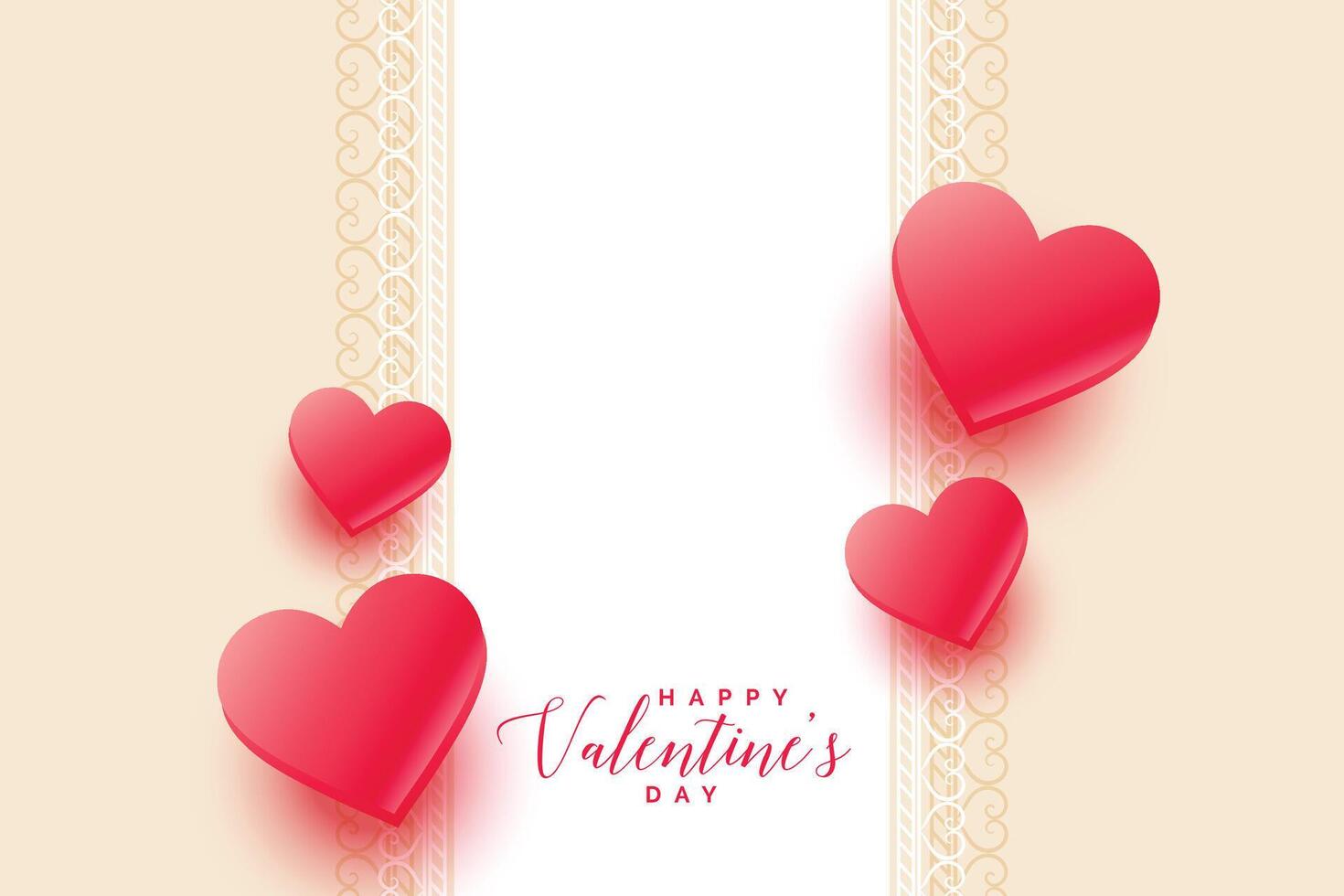 beautiful 3d hearts valentines day background vector