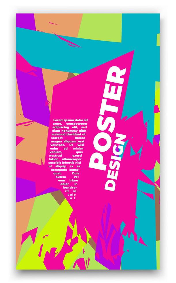 un póster con un vistoso diseño en eso y un rosado antecedentes vector