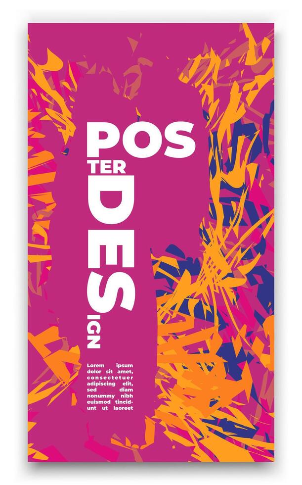 un póster con un rosado antecedentes y un amarillo y púrpura diseño vector