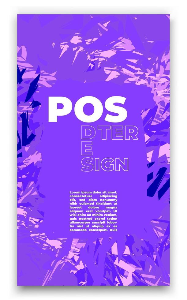 a purple poster with a purple background and a white text vector