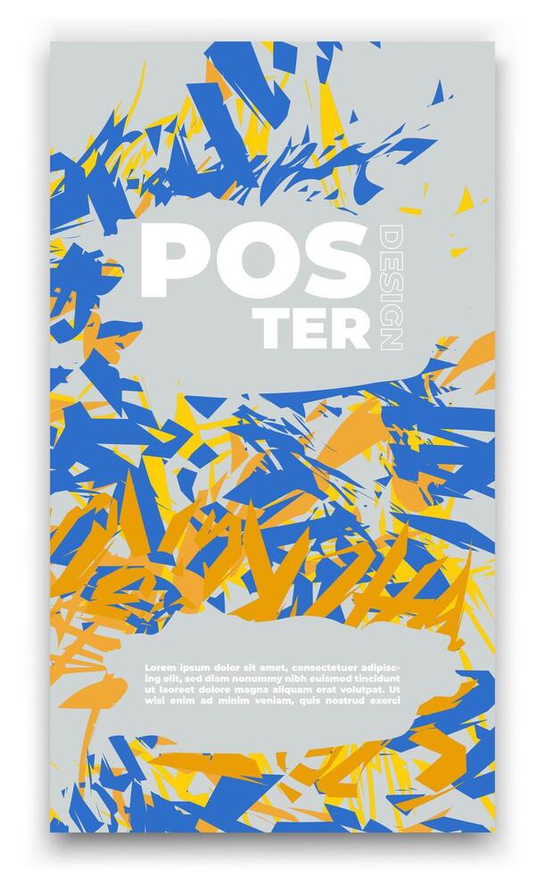 a poster with a blue and yellow design vector