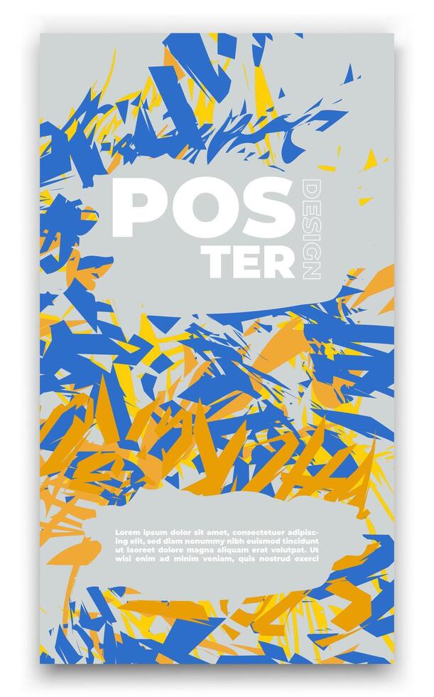 un póster con un azul y amarillo diseño vector