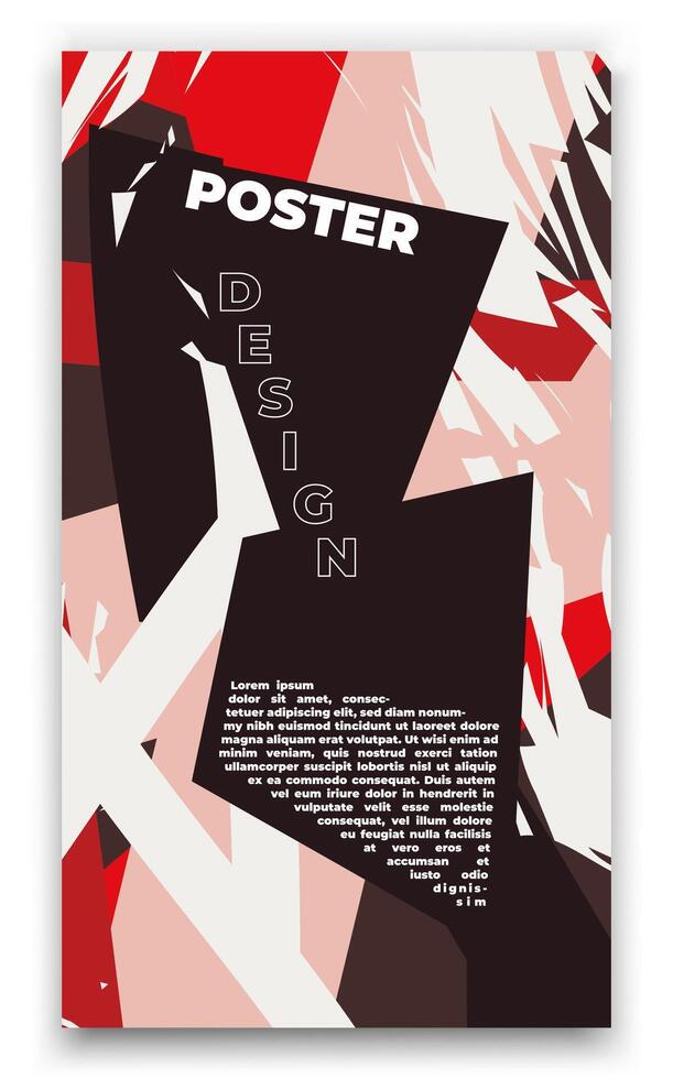 a poster with a black and red design vector