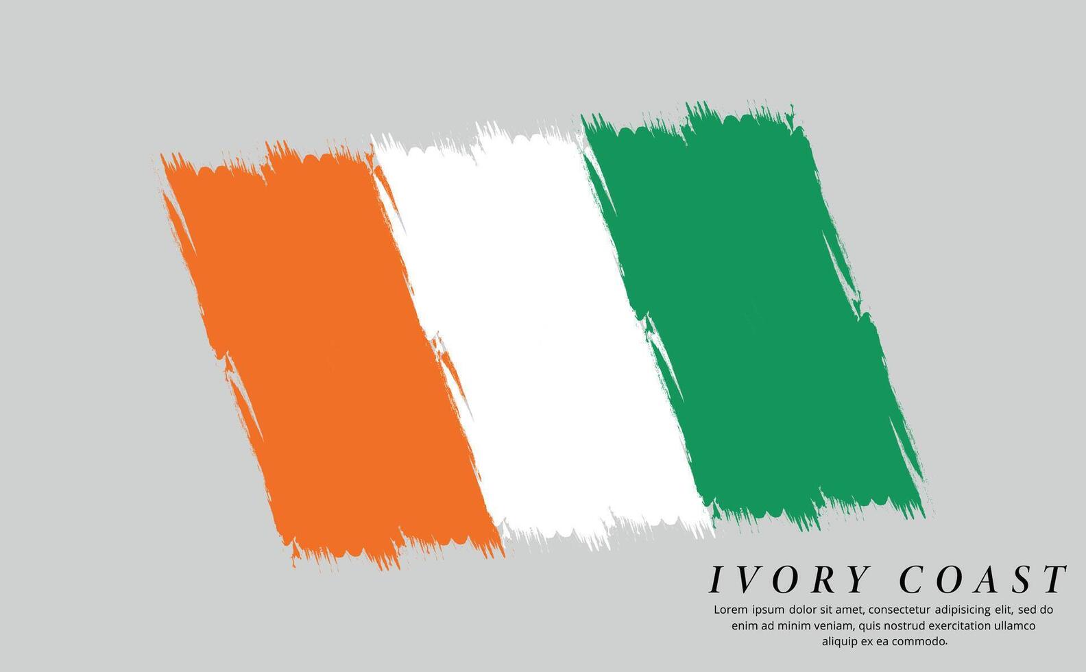 Ivory Coast flag brush vector background. Grunge style country flag of Ivory Coast brush stroke isolated on white background