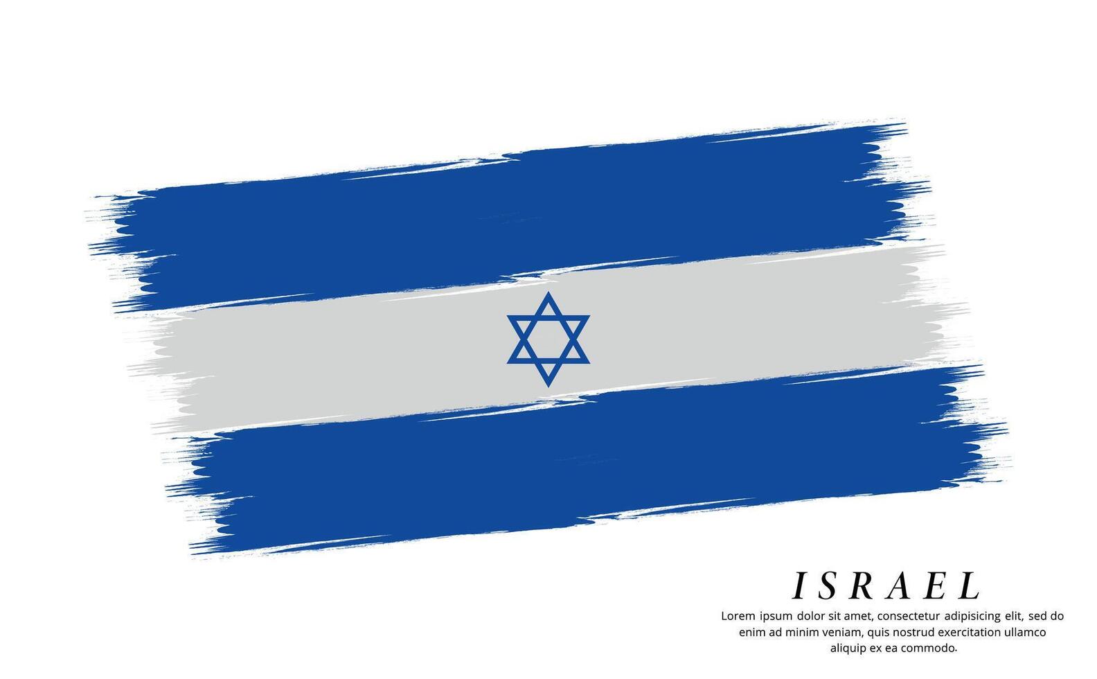 Israel flag brush vector background. Grunge style country flag of Israel brush stroke isolated on white background