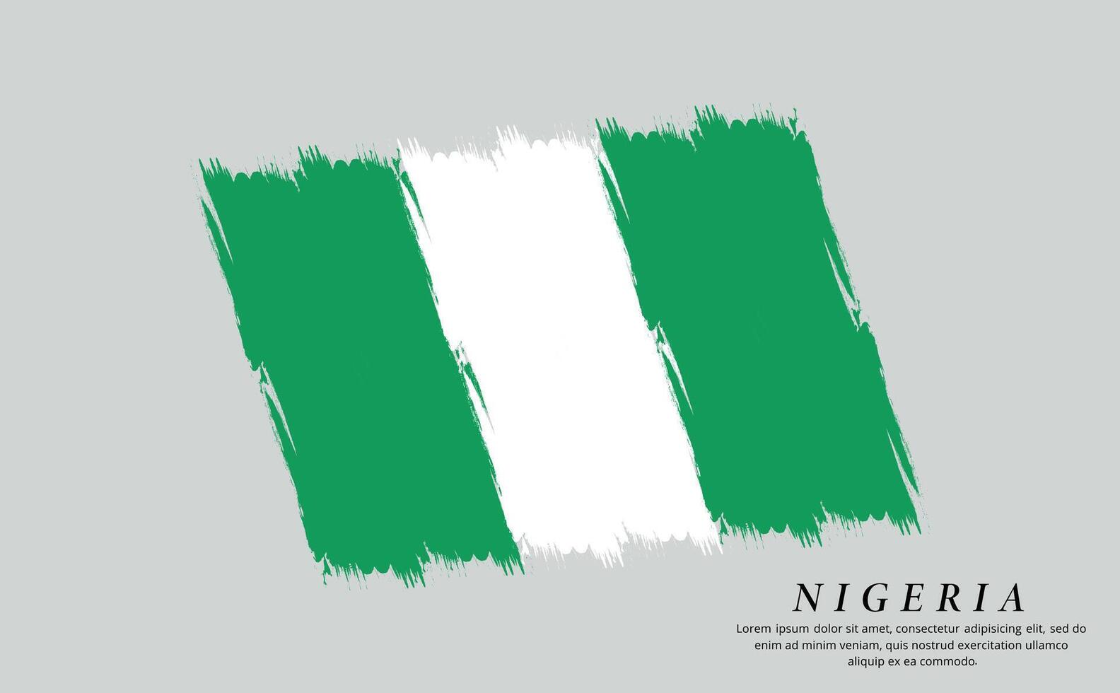 Nigeria flag brush vector background. Grunge style country flag of Nigeria brush stroke isolated on white background