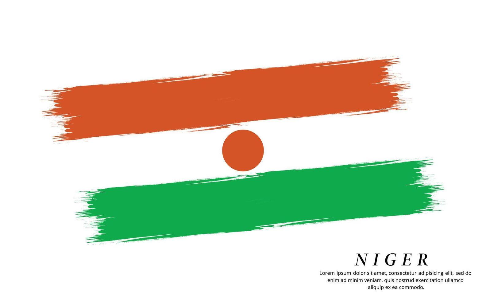Niger flag brush vector background. Grunge style country flag of Niger brush stroke isolated on white background
