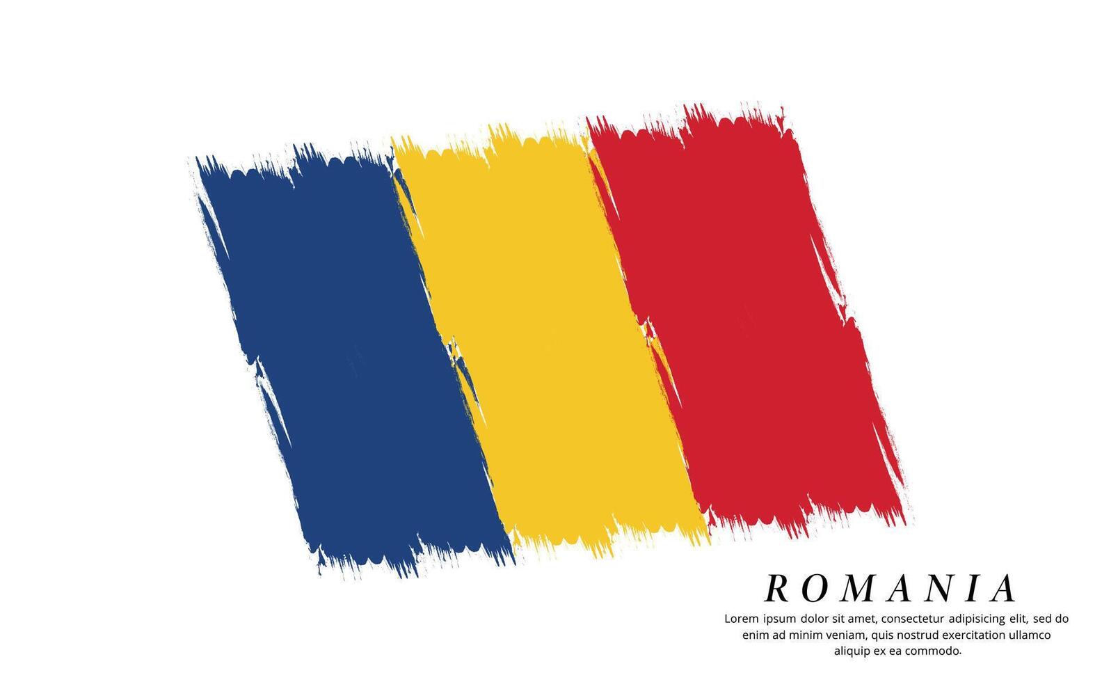 Romania flag brush vector background. Grunge style country flag of Romania brush stroke isolated on white background