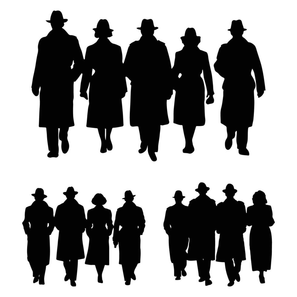 AI generated Mafia silhouette vector, Detective silhouette vector isolated on white background