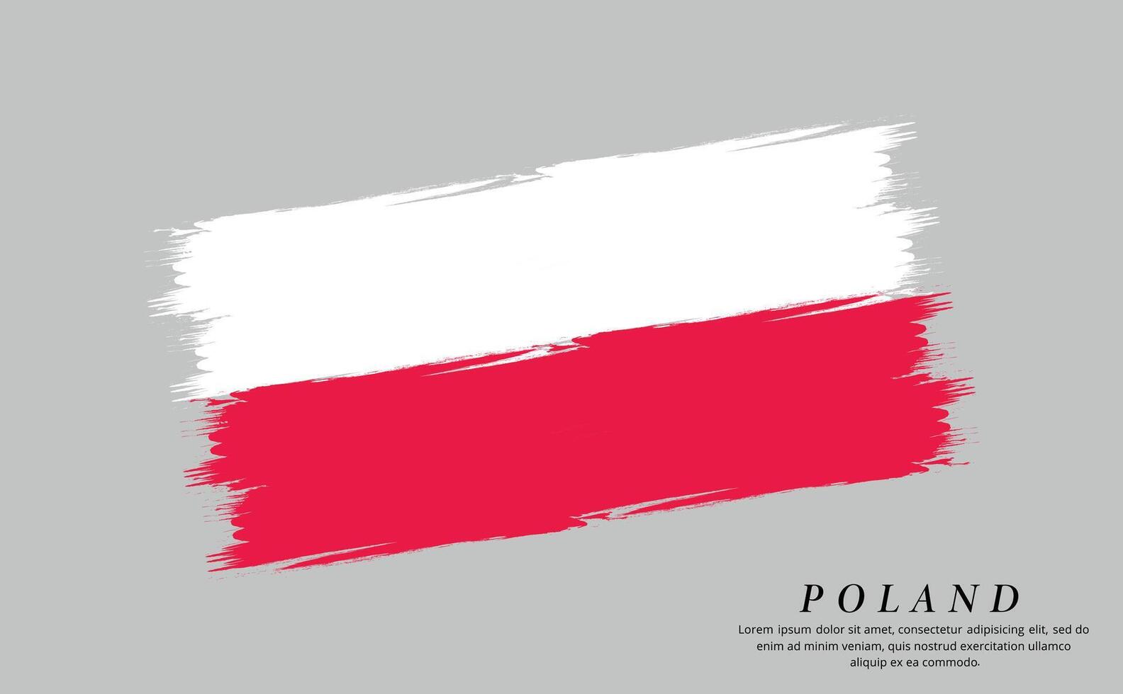 Poland flag brush vector background. Grunge style country flag of Poland brush stroke isolated on white background