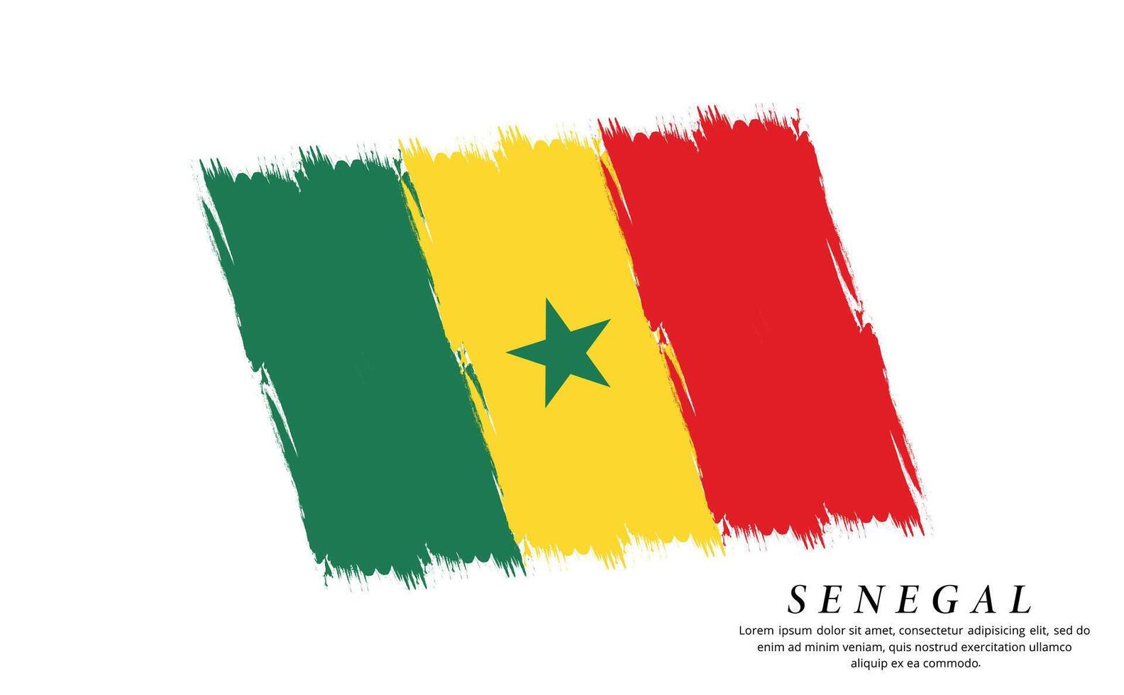 Senegal bandera cepillo vector antecedentes. grunge estilo país bandera de Senegal cepillo carrera aislado en blanco antecedentes