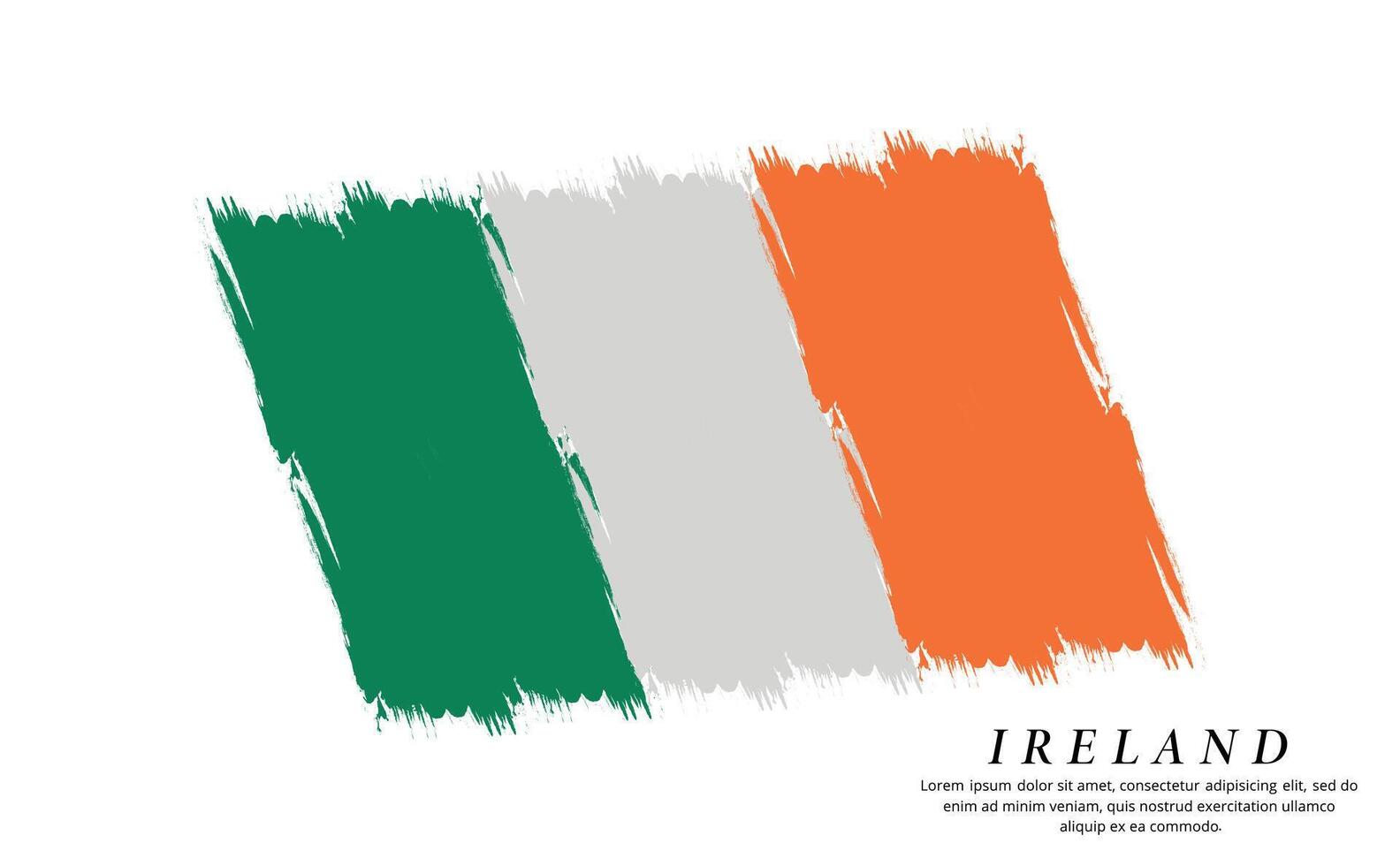 Ireland flag brush vector background. Grunge style country flag of Ireland brush stroke isolated on white background