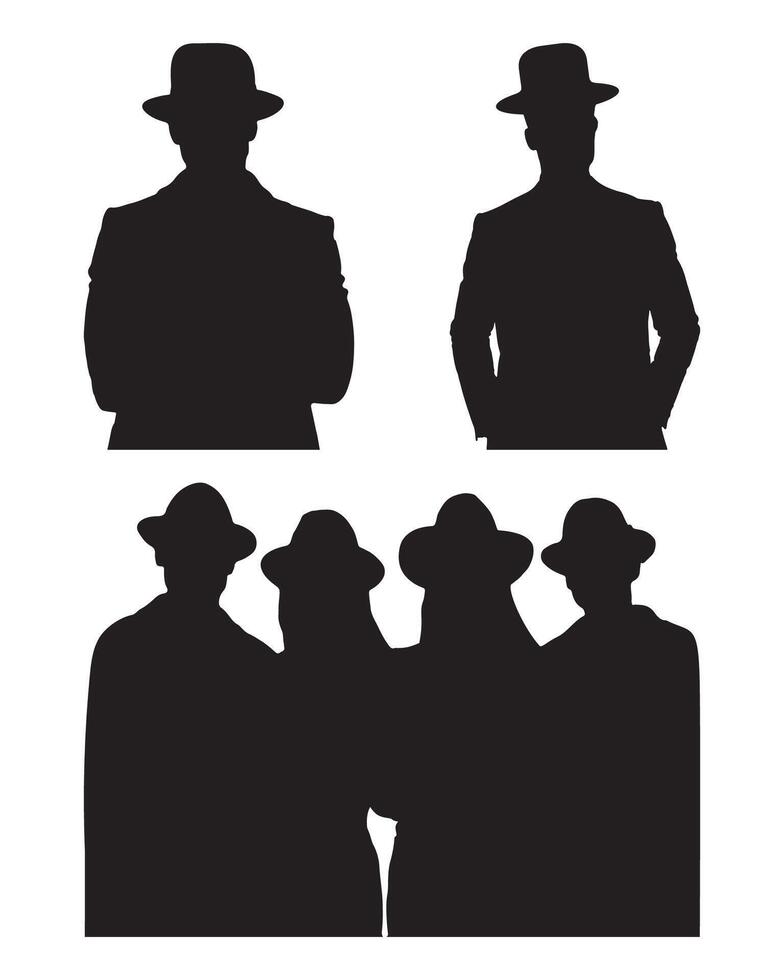 AI generated Mafia silhouette vector, Detective silhouette vector isolated on white background