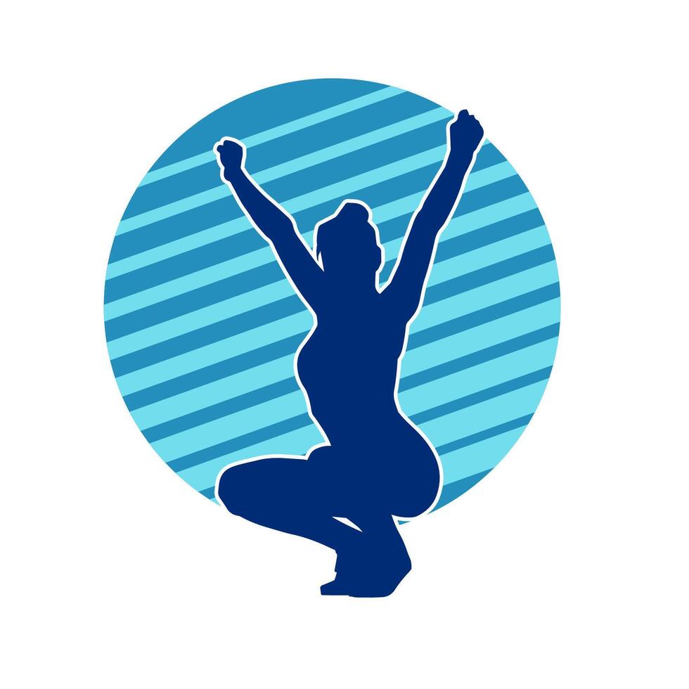 Silhouette of a casual female in a dancing pose. Silhouette of a dancer woman in action pose. vector