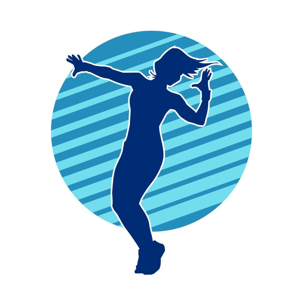 Silhouette of a casual female in a dancing pose. Silhouette of a dancer woman in action pose. vector