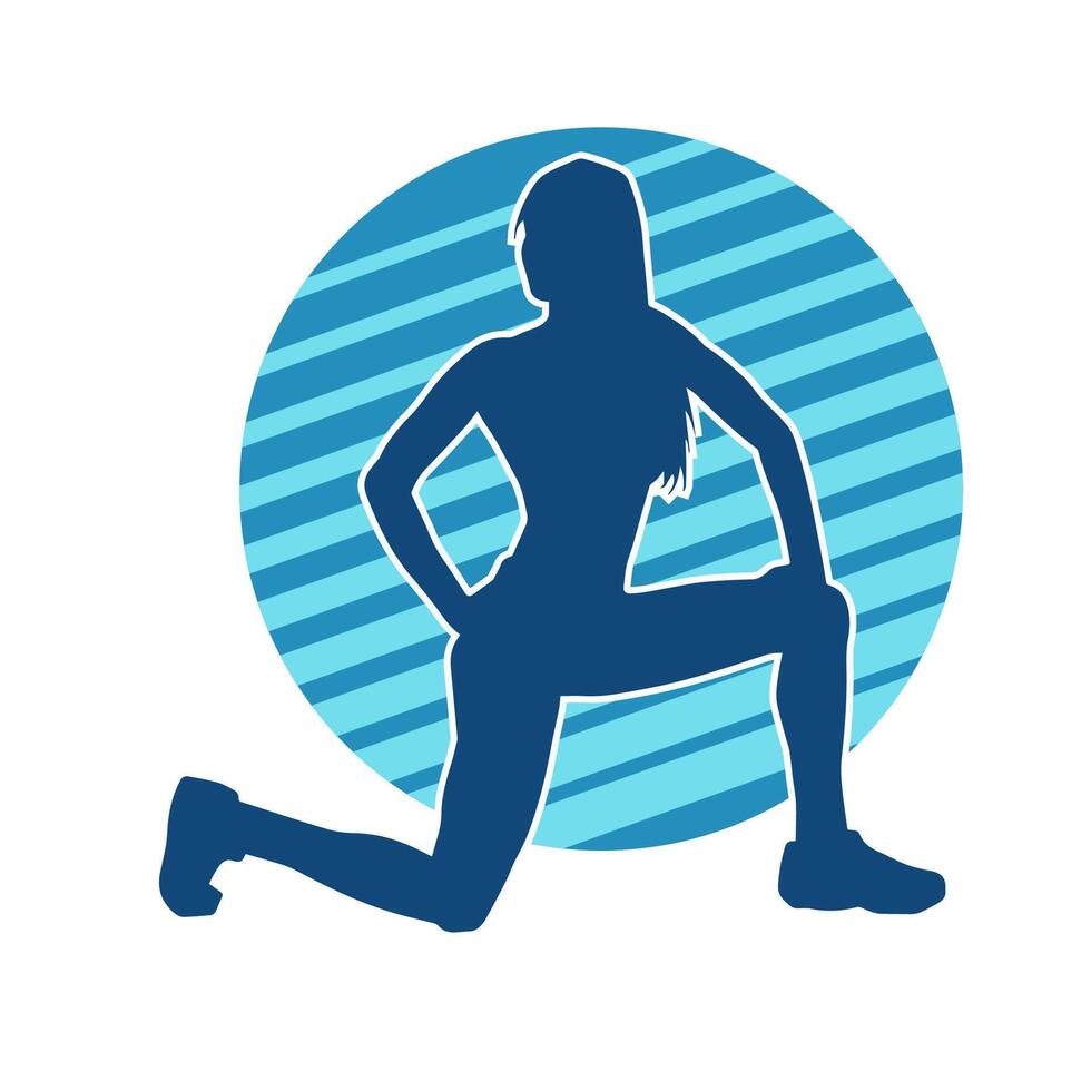 Silhouette of slim female doing exercise. Silhouette of a sporty woman doing gym workout pose. vector