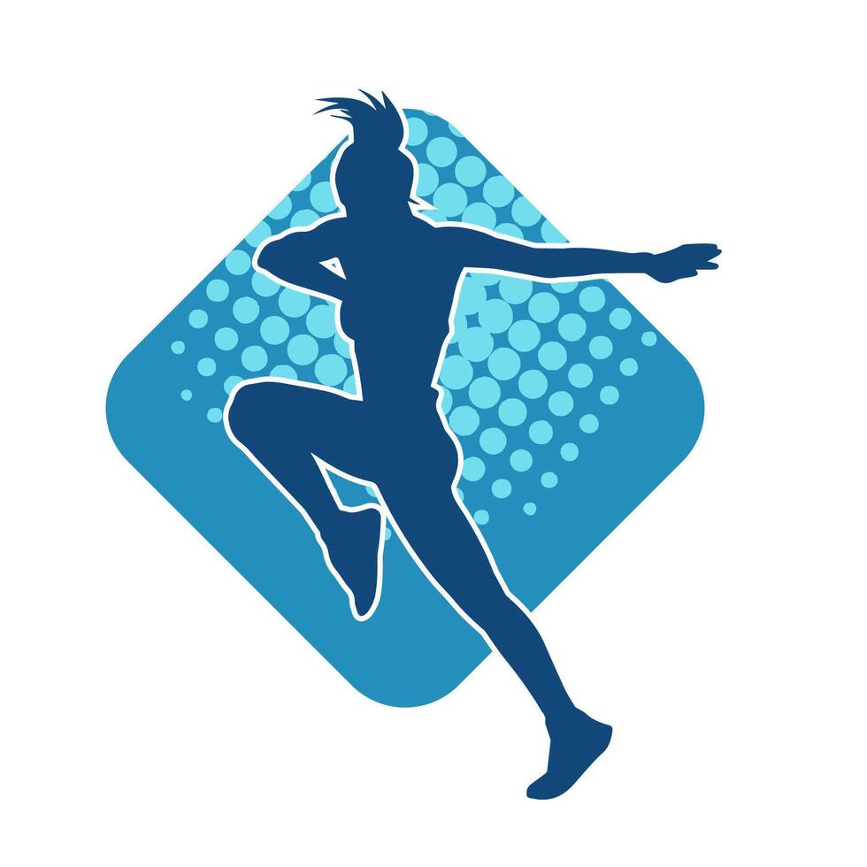silueta de Delgado hembra haciendo ejercicio. silueta de un deportivo mujer haciendo gimnasio rutina de ejercicio pose. vector
