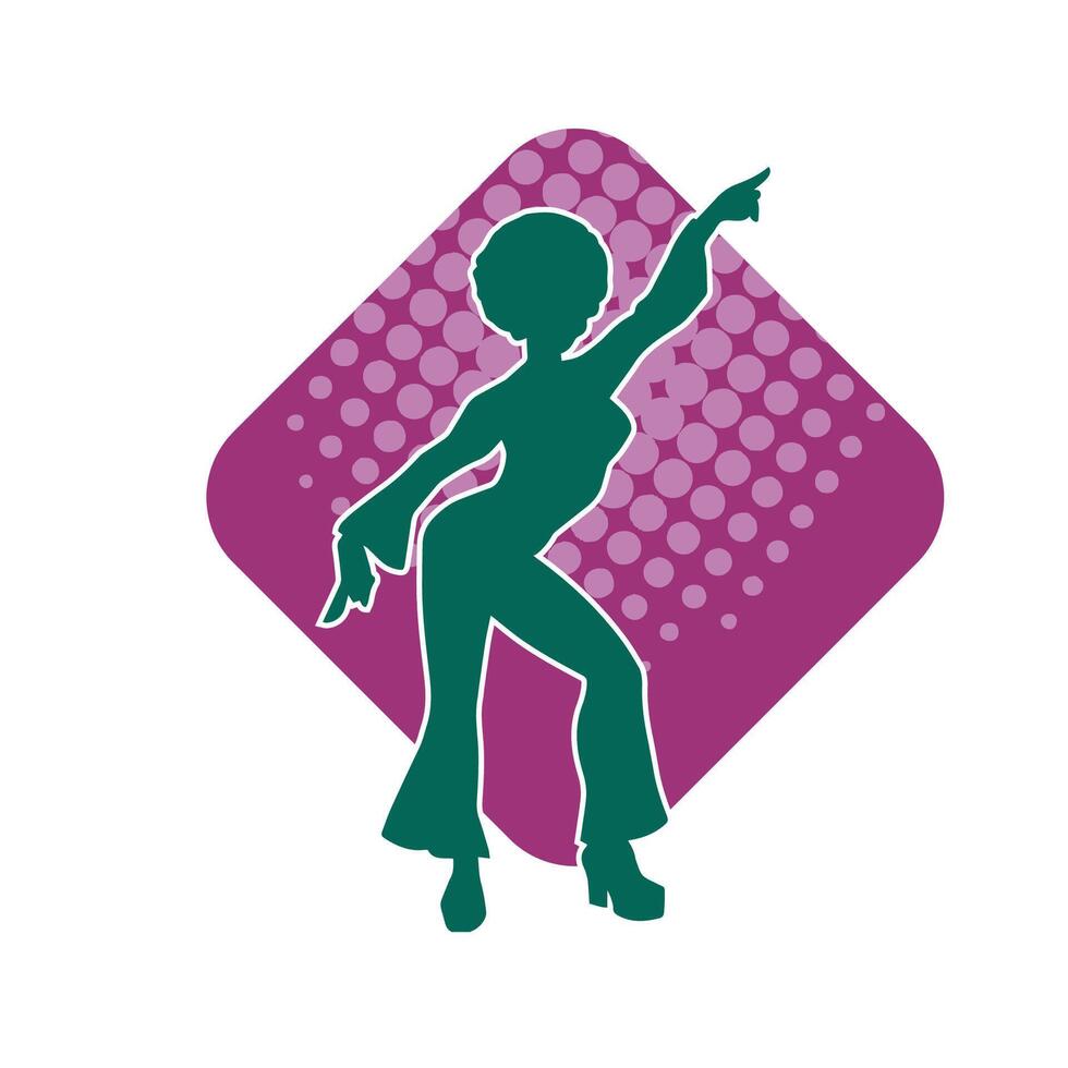 Silhouette of a female dancer in action pose. Silhouette of a woman dancing happily. vector